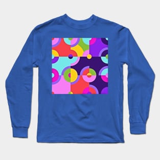 Fun Purple Blue Green and Pink Geometric Shapes Long Sleeve T-Shirt